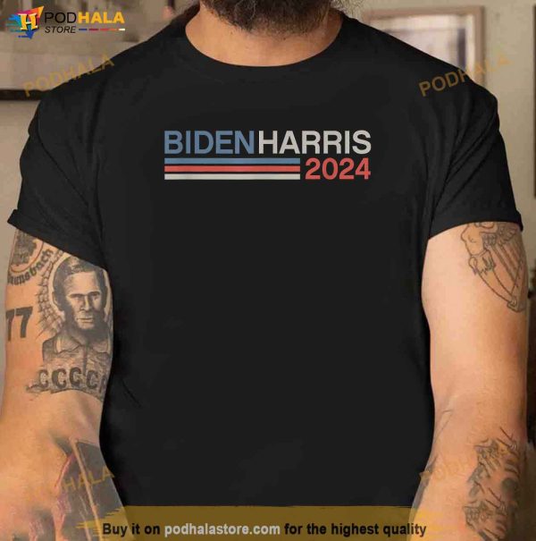 Joe Biden Harris Kamala 2024 Retro Stripe Reelect Shirt