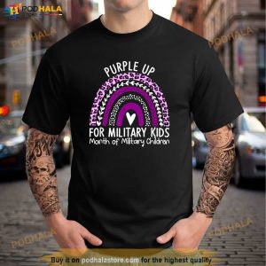 Kids Purple Up For Military Rainbow Military Child Month Shirt