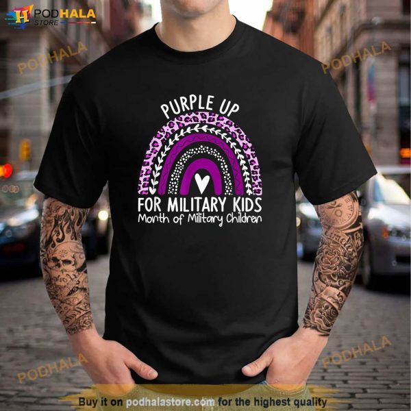Kids Purple Up For Military Rainbow Military Child Month Shirt
