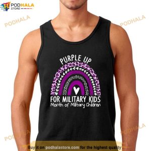 Kids Purple Up For Military Rainbow Military Child Month Shirt 2
