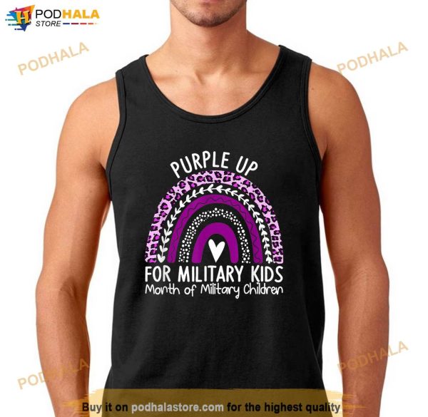 Kids Purple Up For Military Rainbow Military Child Month Shirt