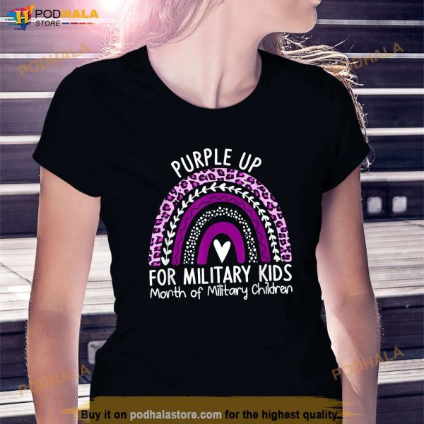 Kids Purple Up For Military Rainbow Military Child Month Shirt