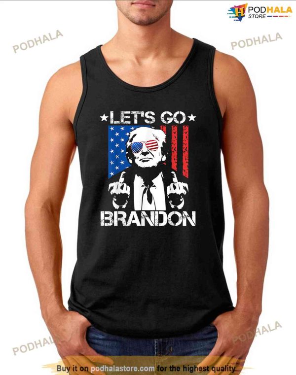 Lets Go Brandon Trump Middle Finger Flag Shirt
