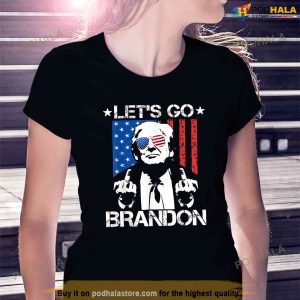 Lets Go Brandon Trump Middle Finger Flag Shirt 3
