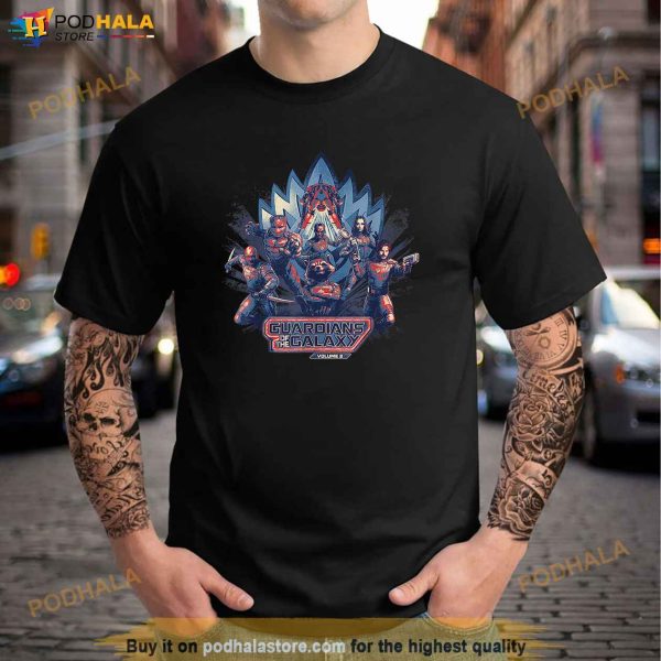 Marvel Guardians of the Galaxy Volume 3 Team Action Bowie Shirt