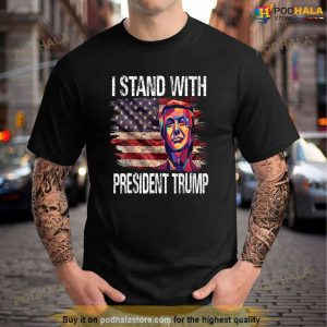 I Stand With Trump American Flag Men Woman USA Vintage Shirt