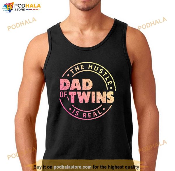 Mens Dad of Twins Shirt Funny New Dad To Be Tired Love Proud Cute Shirt