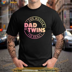 Mens Dad Of Twins Shirt Funny New Dad To Be Tired Love Proud Cute Shirt 3
