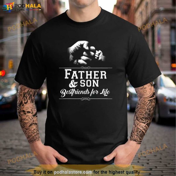 Mens Father Son Friends Fist Bump TShirt Dad Fathers Day Family Shirt