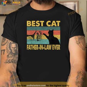 Mens Fathers Day Gift Best Cat Father In Law Ever Vintage Cat Shirt 2