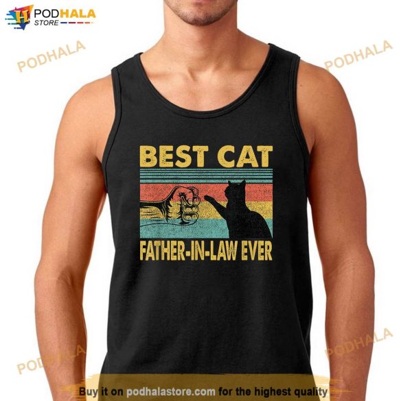Mens Fathers Day Gift Best Cat Father In Law Ever Vintage Cat Shirt