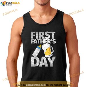 Mens First Fathers Day Gift Beer Baby Bottle Daddy 2023 Dad Joke Shirt 2