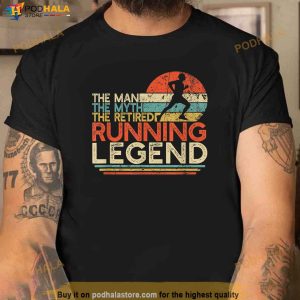 Mens Funny Runner Retirement Gift Man Myth Retired Running Legend Shirt 3