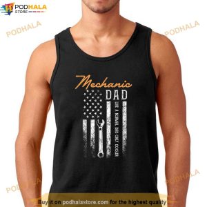 Mens Mechanic Dad Like A Normal Dad Only Cooler Usa Flag Shirt 2