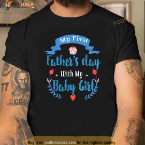 Mens My 1st Fathers Day Baby Girl Outfit Shirt New Dad Daddy Shirt