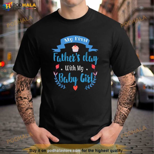 Mens My 1st Fathers Day Baby Girl Outfit Shirt New Dad Daddy Shirt