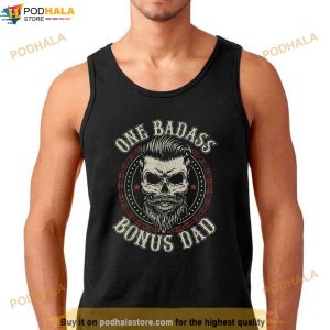 Mens One Badass Bonus Dad Birthday Step Dad Fathers Day Tee Shirt 2
