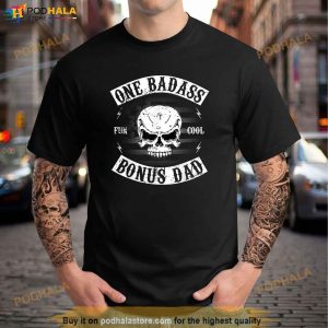 Mens One Badass Bonus Step Dad Funny Gift Birthday Stepdad Shirt 3