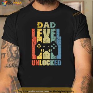 Mens Pregnancy Announcement Dad Level Unlocked Soon To Be Father Shirt