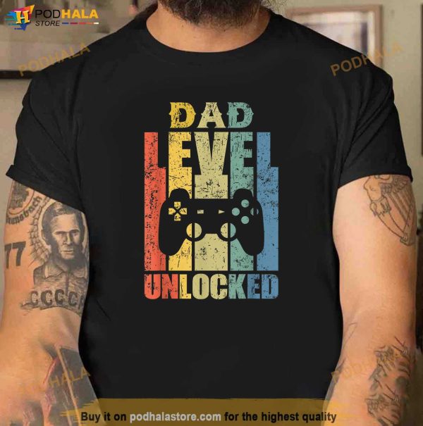 Mens Pregnancy Announcement Dad Level Unlocked Soon To Be Father Shirt