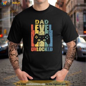 Mens Pregnancy Announcement Dad Level Unlocked Soon To Be Father Shirt 3
