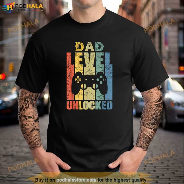 Mens Pregnancy Announcement Dad Level Unlocked Soon To Be Father Shirt