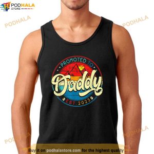Mens Promoted To Daddy 2023 First Time Fathers Day New Dad Shirt 2