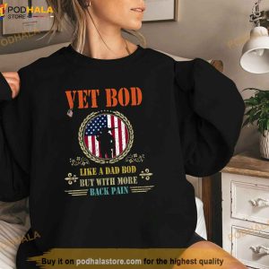 Mens Vet Bod Like Dad Bod But More Back Pain Vintage Usa Veteran Shirt 3