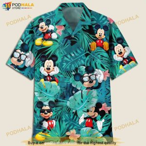 Mickey Mouse Flowers And Leaves Hawaiian Shirt, Aloha Summer Disney Shirt
