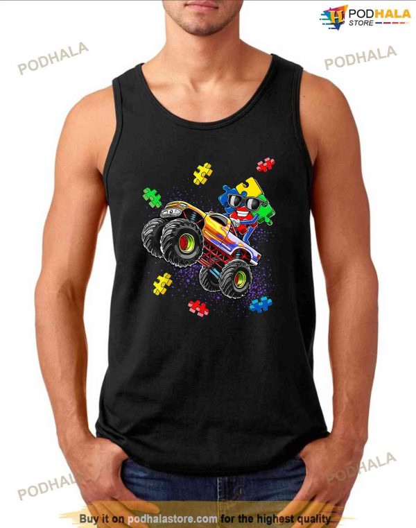 Monster Truck Autism Awareness Puzzle Piece Gift For Boys Shirt