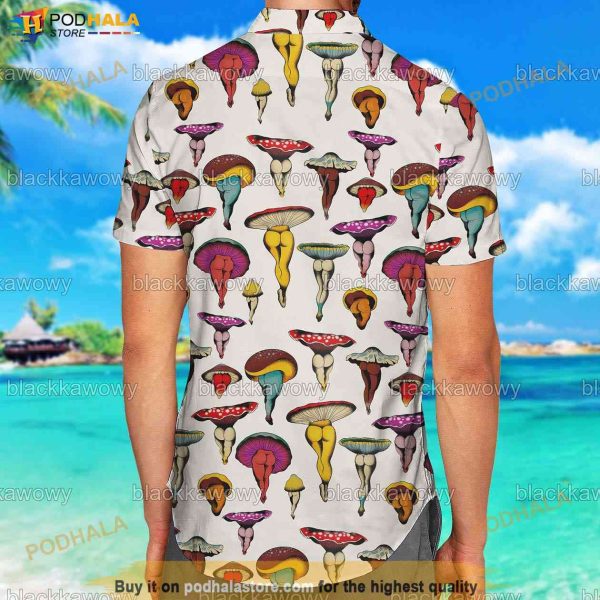 Mushroom Hawaiian Shirt, Aloha Tropical Mushroom Button Down Shirt