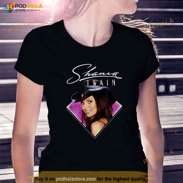 Official Shania Twain Purple Photo White Text Shirt