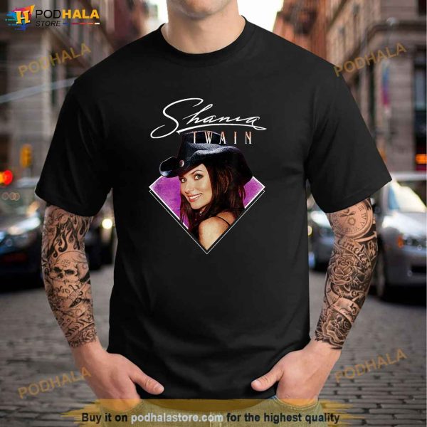Official Shania Twain Purple Photo White Text Shirt