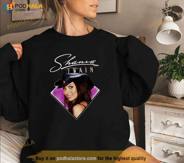 Official Shania Twain Purple Photo White Text Shirt
