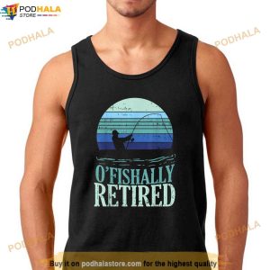 Ofishally Retired Fishing Retro Retirement Dad Men Gift Shirt 3