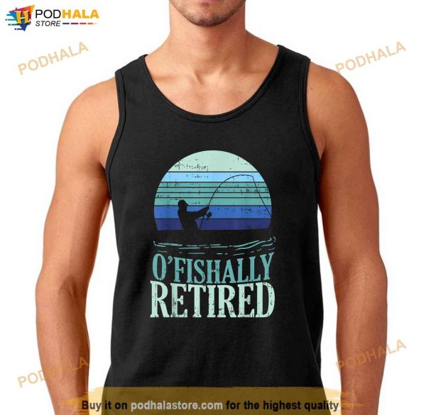 Ofishally Retired Fishing Retro Retirement Dad Men Gift Shirt