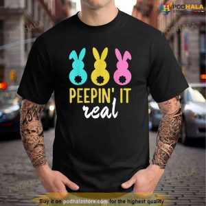 Peepin It Real Easter Bunnies Cool Boys Girls Kids TShirt 1