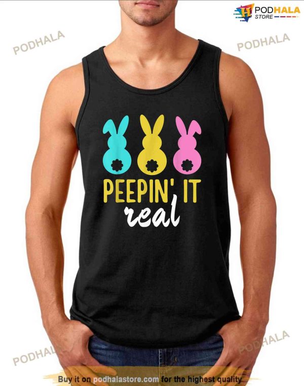 Peepin It Real Easter Bunnies Cool Boys Girls Kids Shirt