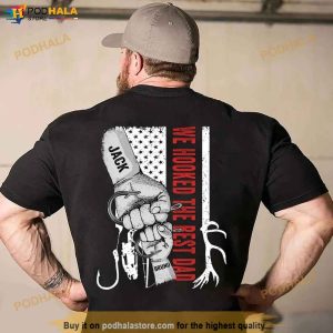 Personalized Dad Raised Fist Bump Shirt Custom Kids Names Gift For Fishing Daddy 2