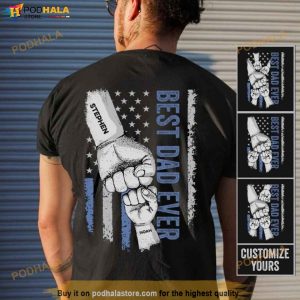 Personalized Dad Raised Fist Hand Shirt, Custom Kids Names Gift For Daddy