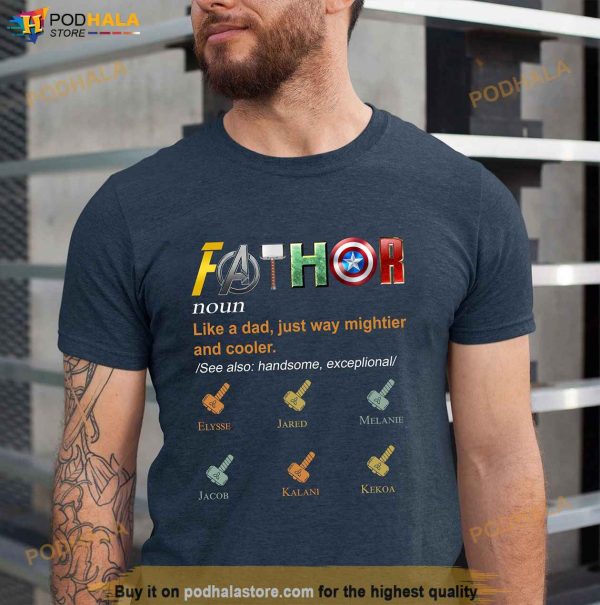 Personalized Fathor Marvel Thor Fathers Day Shirt, Custom with Name Kids
