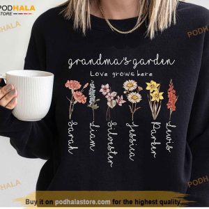 Personalized Grandma's Garden Birth Month Shirt, Custom Birth Month Flower