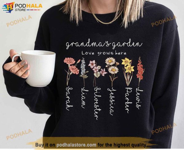 Personalized Grandma’s Garden Birth Month Shirt, Custom Birth Month Flower