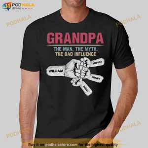 Personalized Grandpa Raised Fist Bump Shirt, Custom Kids Names Fathers Day Gift