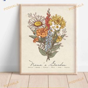 Personalized Name Flower Art Garden Poster No Frame Mothers Day Gift For Nana