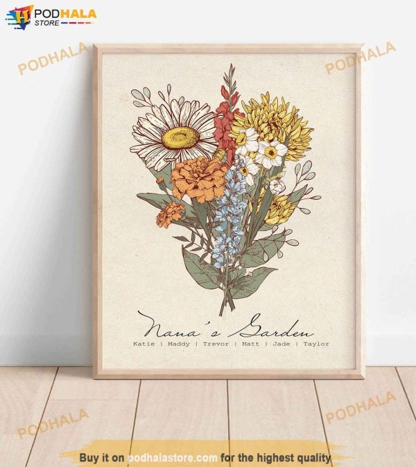 Personalized Name Flower Art Garden Poster No Frame Mothers Day Gift For Nana