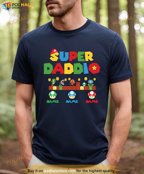 Personalized Name Kids Dad Super Daddio Game Shirt, Custom Gifts For Dad