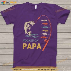 Personalized Reel Cool Papa Fathers Day Shirt Fishing Rod Custom Kid Names Tee 3