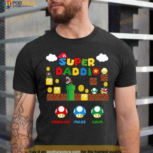 Personalized Super Daddio Shirt, Custom Kids Name Funny Fathers Day Gift 2023