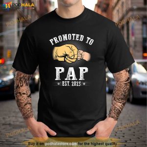 Promoted To Pap Est 2023 First Time New Dad Fathers Day Shirt 3